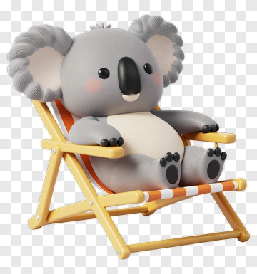 Cartoon Koala Sitting In A Deck Chair PNG