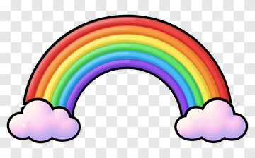 Colorful Rainbow With Clouds PNG