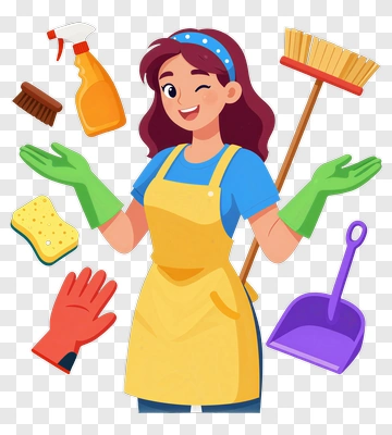 Cleaning Woman With Household Tools PNG