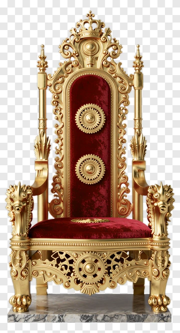 Golden Throne With Red Upholstery PNG