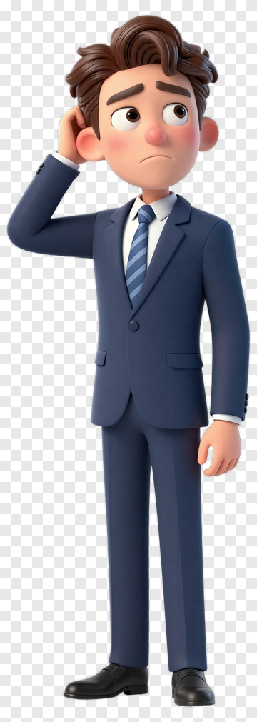 Cartoon Businessman Looking Confused PNG