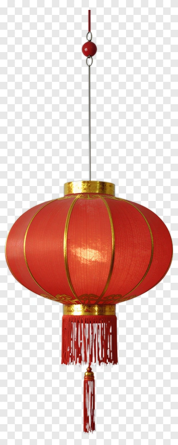 Red Chinese Lantern With Golden Accents PNG