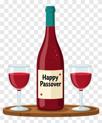 Happy Passover Wine Bottle With Glasses PNG