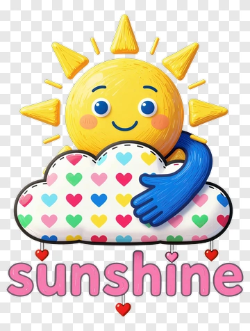 Cartoon Sunshine Embracing A Heart Cloud PNG
