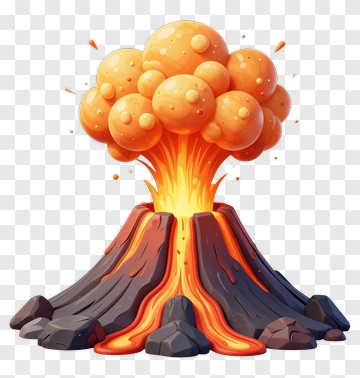 Cartoon Volcano Erupting Lava PNG