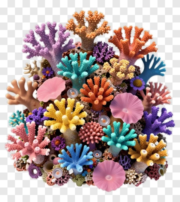 Colorful Coral Reef Composition PNG