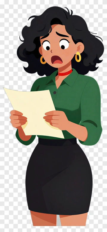 Worried Woman Reading A Letter PNG
