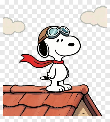 Cartoon Dog Wearing Goggles And Scarf On A Roof PNG