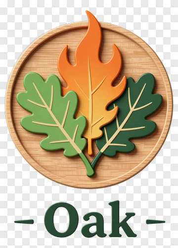 Colorful Oak Leaf Emblem PNG