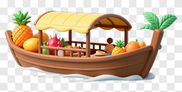 Fruit Boat With Tropical Fruits PNG