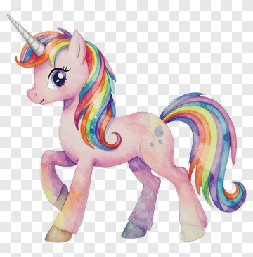Colorful Unicorn With Rainbow Mane PNG