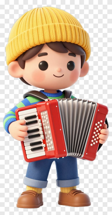 3D Boy Playing Accordion PNG