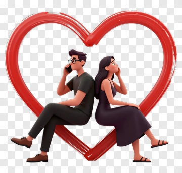 Couple Sitting Back To Back In A Heart Shape PNG