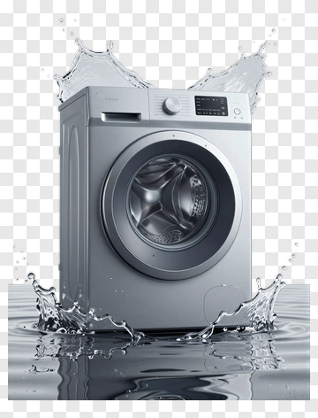 Modern Washing Machine With Water Splash PNG