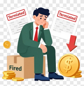 Sad Businessman Sitting On Box Of Fired Papers PNG