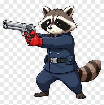 Cartoon Raccoon Holding A Gun PNG