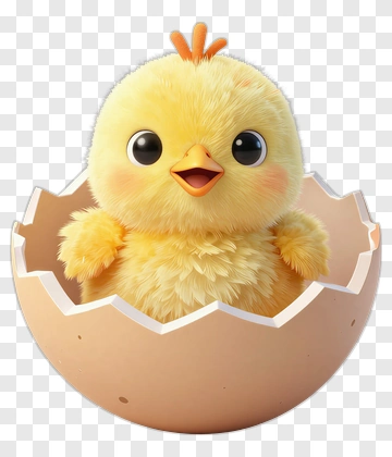 Cartoon Chick Hatching From Egg PNG