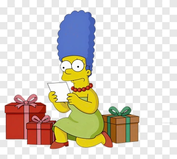 Marge Simpson Holding A Note With Gift Boxes PNG