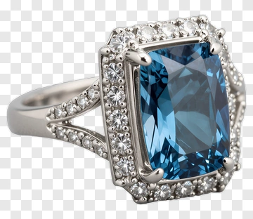 Elegant Blue Gemstone Ring PNG