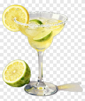 Margarita Cocktail With Lime Slices PNG