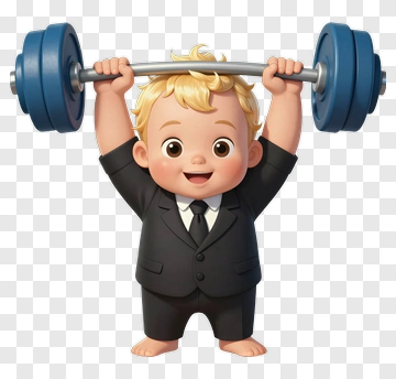 Cartoon Baby Lifting Weights PNG