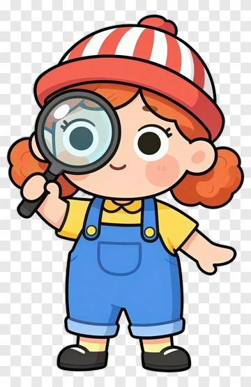 Cartoon Girl Holding A Magnifying Glass PNG