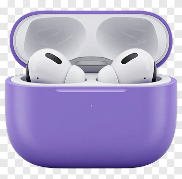 Purple Airpods Case With Earbuds PNG