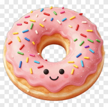 Cartoon Donut With Sprinkles And Smiling Face PNG