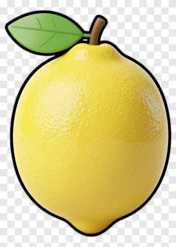 Yellow Lemon With Leaf PNG