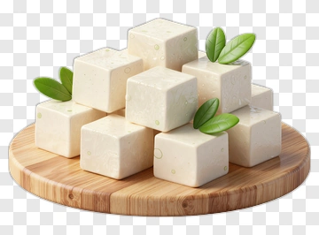 Tofu Blocks On A Wooden Cutting Board PNG