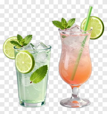 Refreshing Cocktails With Lime And Mint PNG