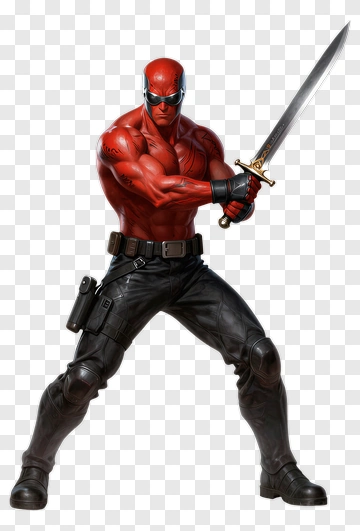Red Character Holding A Sword PNG