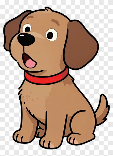 Cartoon Dog With Red Collar PNG