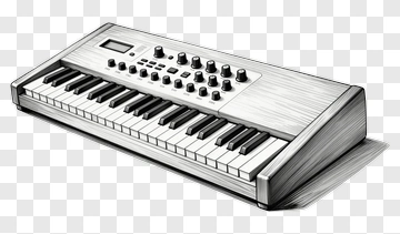 Piano Keyboard With Control Panel PNG