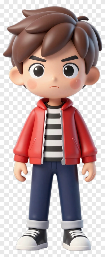 Cartoon Boy In A Red Jacket PNG