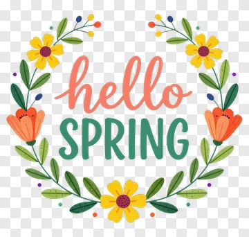 Hello Spring Floral Wreath PNG