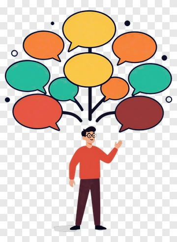 Person Communicating With Speech Bubbles PNG