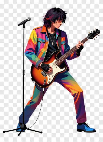 Rock Musician Playing Electric Guitar PNG