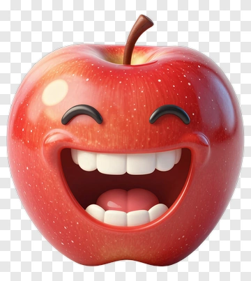 Cartoon Apple With A Big Smile PNG