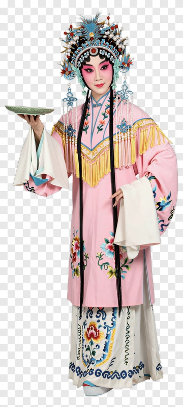 Traditional Chinese Opera Performer Holding A Plate PNG