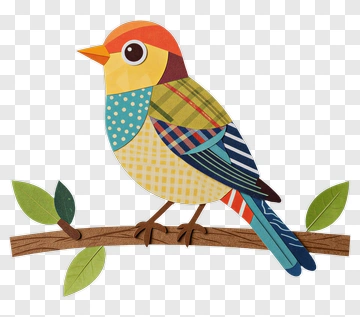Colorful Bird On A Branch PNG