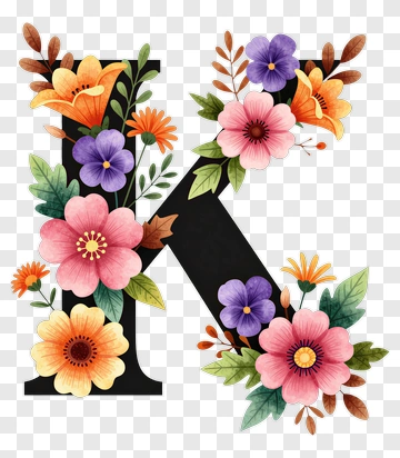Floral Letter K Design PNG