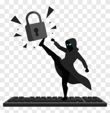 Hacker Kicking A Lock On A Keyboard PNG