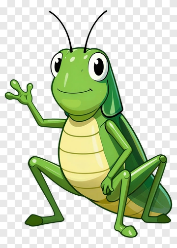 Cartoon Grasshopper Waving Hello PNG