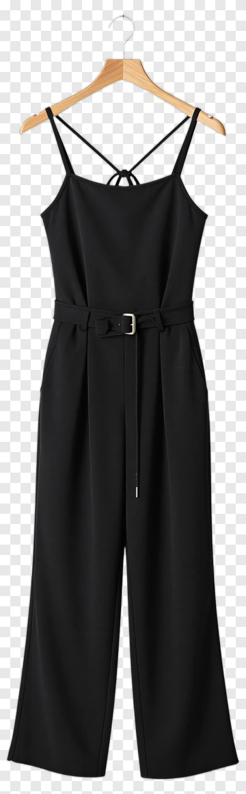 Black Jumpsuit With Belt PNG