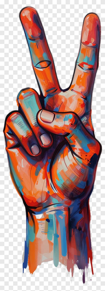 Colorful Hand Making A Peace Sign PNG