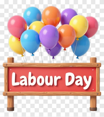Labour Day Celebration With Colorful Balloons PNG