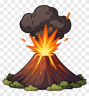 Cartoon Volcano Erupting PNG