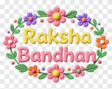 Colorful Raksha Bandhan Greeting With Flowers PNG