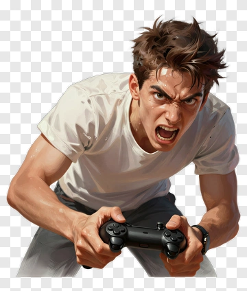 Angry Gamer Holding A Video Game Controller PNG